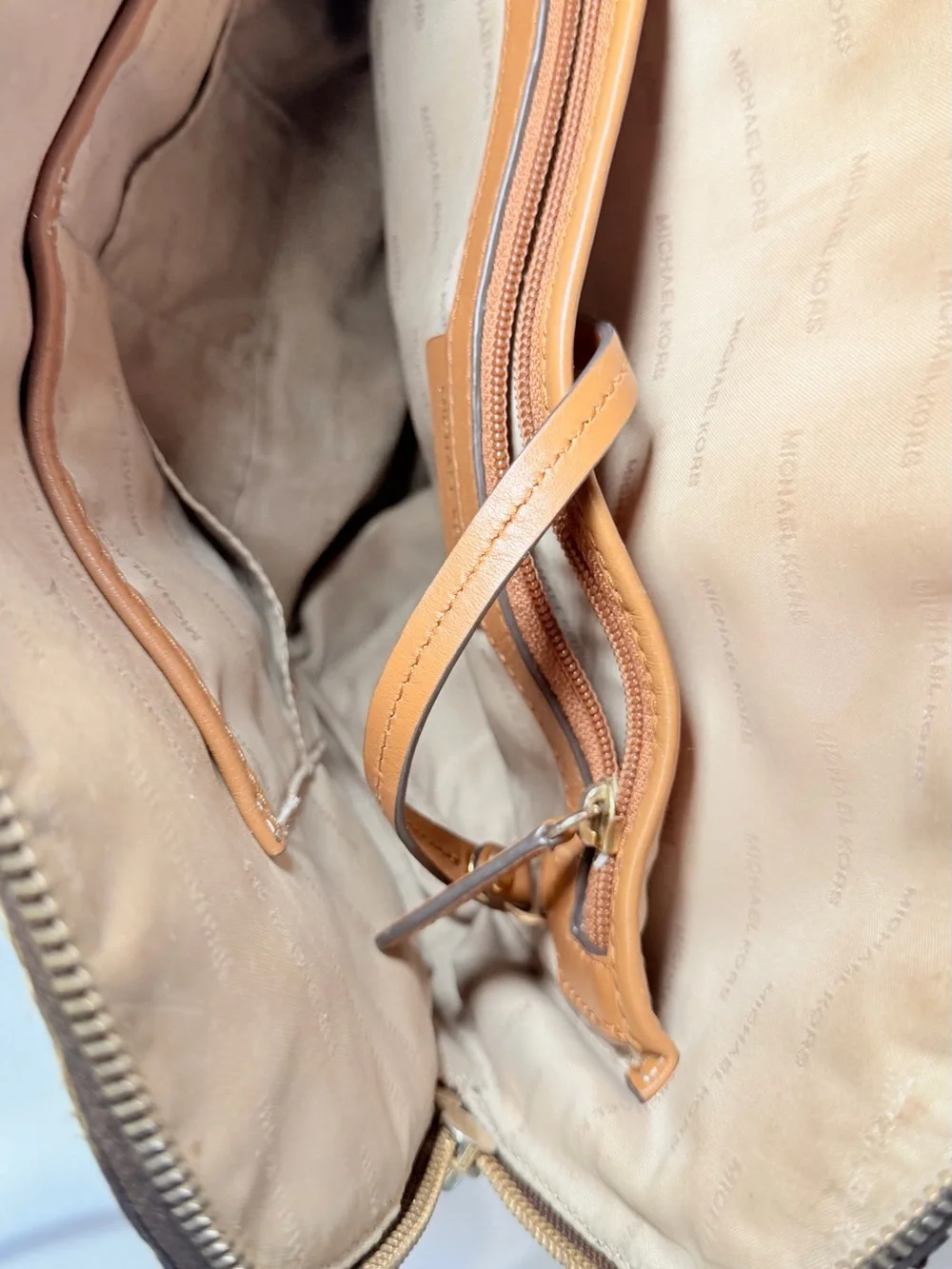 Michael Kors Brown Logo Backpack with Gold Hardware